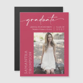 Viva Magenta Script minime Photo Graduate Magnet (Devant / Derrière)