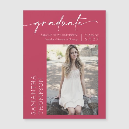 Viva Magenta Script minime Photo Graduate Magnet (Devant)