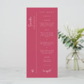 Viva Magenta Wedding Bedankt Menu Plaatskaart (Staand voorkant)