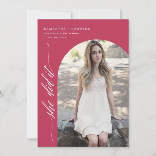 Viva Magenta ze deed het Afstuderen Foto Invi Kaart (Voorkant)