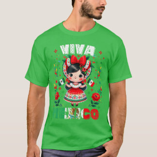 Viva Meico Meicaanse meisjes vlag onafhankelijkhei T-shirt