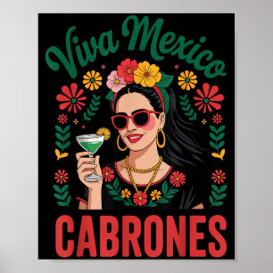 Viva Mexico Cabrones Vrouwen Mexicaanse Vlag Poster