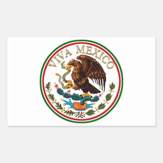 Viva Mexico Mexican Flag Icon w/Gold Text Rechthoekige Sticker (Voorkant)
