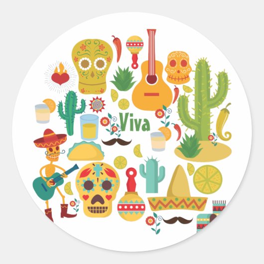 viva mexico ronde sticker (Voorkant)