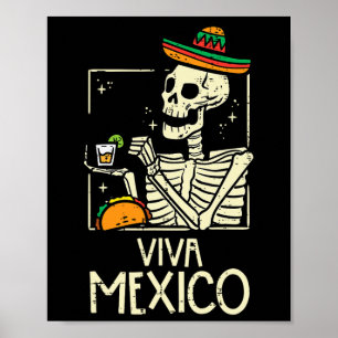 Viva Mexico Skeleton Cinco De Mayo Mexicaanse Inde Poster