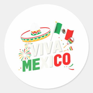 Viva Mexico voor Mexicaanse Onafhankelijkheidsdag  Ronde Sticker