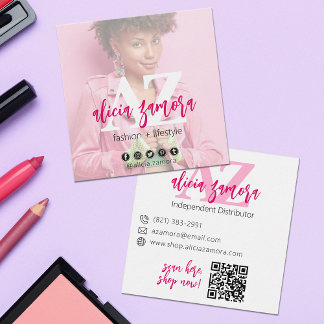 Viva Modern Magenta Sociale Media Influencer Aange Vierkante Visitekaartje