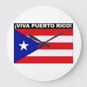 VIVA PUERTO RICO VLAG AFBEELDING WITTE LETTERS GROTE KLOK