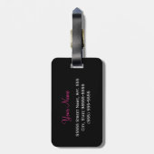 Vivacious Donkerroze lintlintafdruk met naam Bagagelabel (Achterkant verticaal)