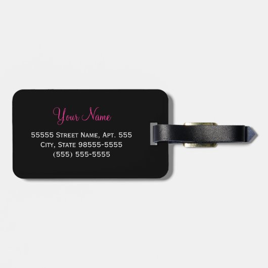 Vivacious Donkerroze lintlintafdruk met naam Bagagelabel (Achterkant horizontaal)