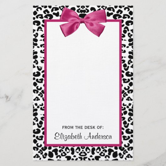 Vivacious Donkerroze lintlintafdruk met naam Briefpapier (Voorkant)