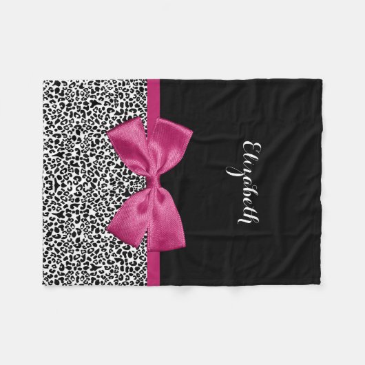 Vivacious Donkerroze lintlintafdruk met naam Fleece Deken (Voorkant (Horizontaal))