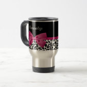 Vivacious Donkerroze lintlintafdruk met naam Reisbeker (Voorkant links)