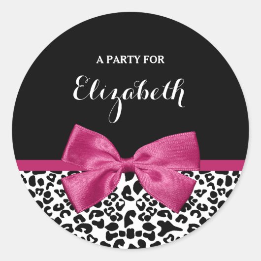 Vivacious Donkerroze lintlintafdruk met naam Ronde Sticker (Voorkant)