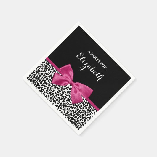 Vivacious Donkerroze lintlintafdruk met naam Servetten (Hoek)