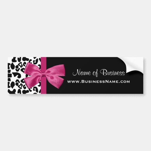 Vivacious Pink Ribbon Leopard Print Visitekaartje Bumpersticker (Voorkant)