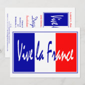 Vive La France Feestuitnodiging met Franse vlag Kaart (Voorkant / Achterkant)