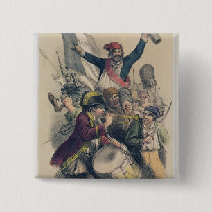Vive la Republique, 1848 Vierkante Button 5,1 Cm