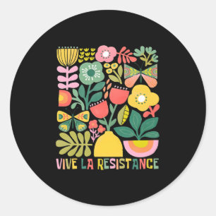 Vive La Resistance Politieke Retro Boho Floral Lon Ronde Sticker
