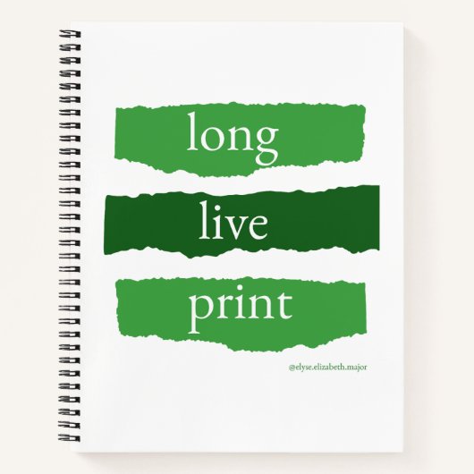 Vive le cahier à spirale imprimé en vert (Devant)