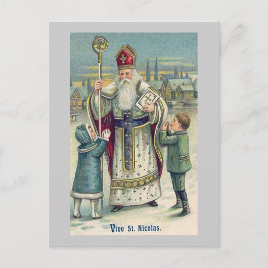 "Vive St. Nicolas" Frans Briefkaart (Voorkant)