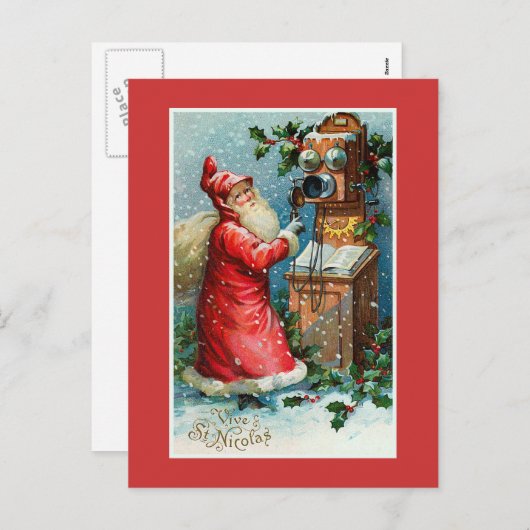 "Vive St. Nicolas"  Franse kerst Feestdagenkaart (Voorkant / Achterkant)