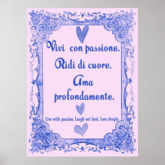 Vivi Con Passione Italiaans Poster voor taalgebrui