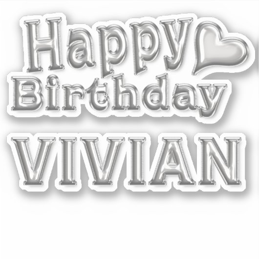 Vivian Happy Birthday silver Aufkleber Sticker (Voorkant)
