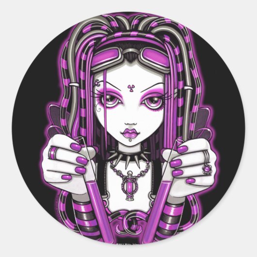 "Vivian" Roze Cyber Gothic Fairy Stickers (Voorkant)