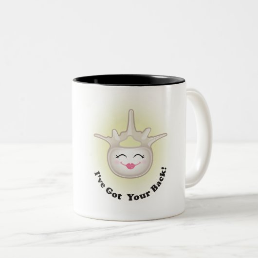 Vivian Vertebrae "Ik heb je rug!" KoffieMok Tweekleurige Koffiemok (Voorkant rechts)