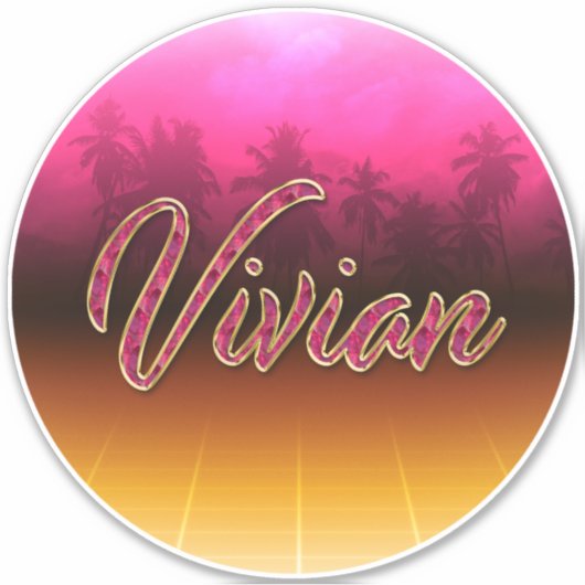 Vivian Vorname Name golden pink Aufkleber Sticker (Devant)