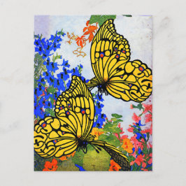 Vivid  1920 Butterflies and Garden Flowers Briefkaart