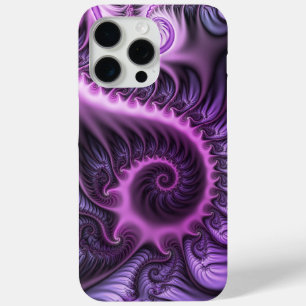 Vivid Abstract Cool Pink Paars Fractal Art Spiral iPhone 15 Pro Max Hoesje