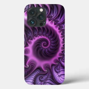 Vivid Abstract Cool Pink Paars Fractal Art Spiral iPhone 13 Pro Hoesje