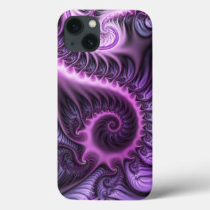 Vivid Abstract Cool Pink Paars Fractal Art Spiral iPhone 13 Hoesje