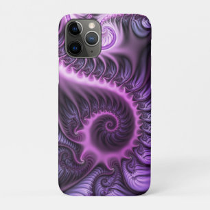 Vivid Abstract Cool Pink Paars Fractal Art Spiral iPhone 11 Pro Hoesje
