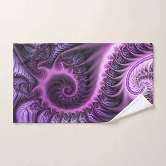Vivid Abstract Cool Pink Paars Fractal Art Spiral Handdoek (Handdoek)
