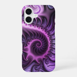 Vivid Abstract Cool Pink Paars Fractal Art Spiral iPhone 16 Hoesje