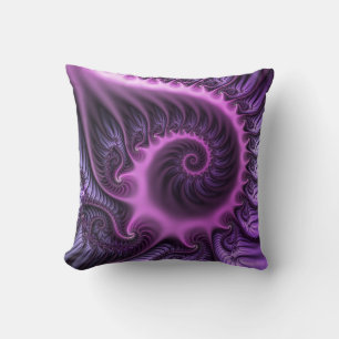 Vivid Abstract Cool Pink Paars Fractal Art Spiral Kussen