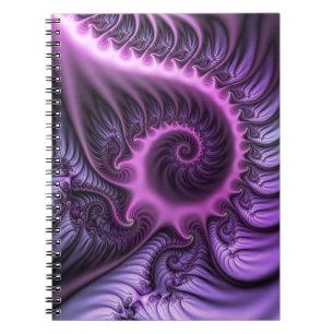 Vivid Abstract Cool Pink Paars Fractal Art Spiral Notitieboek