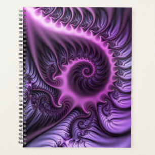 Vivid Abstract Cool Pink Paars Fractal Art Spiral Planner