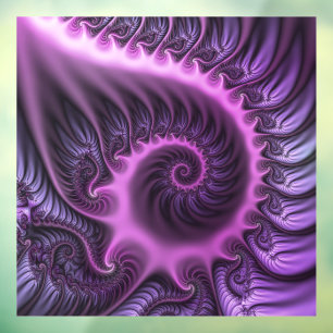 Vivid Abstract Cool Pink Paars Fractal Art Spiral Raamsticker