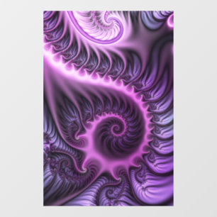 Vivid Abstract Cool Pink Paars Fractal Art Spiral Raamsticker