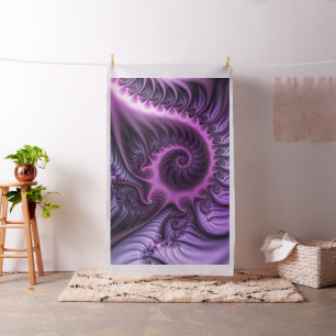 Vivid Abstract Cool Pink Paars Fractal Art Spiral Stof