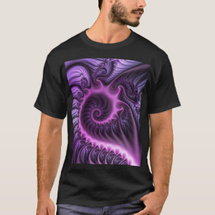 Vivid Abstract Cool Pink Paars Fractal Art Spiral T-shirt