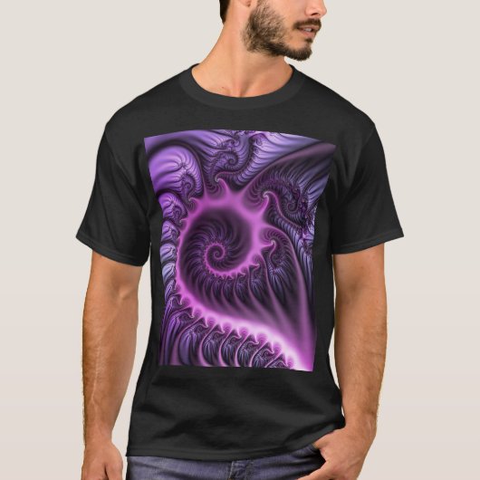 Vivid Abstract Cool Pink Paars Fractal Art Spiral T-shirt (Voorkant)
