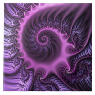 Vivid Abstract Cool Pink Paars Fractal Art Spiral Tegeltje