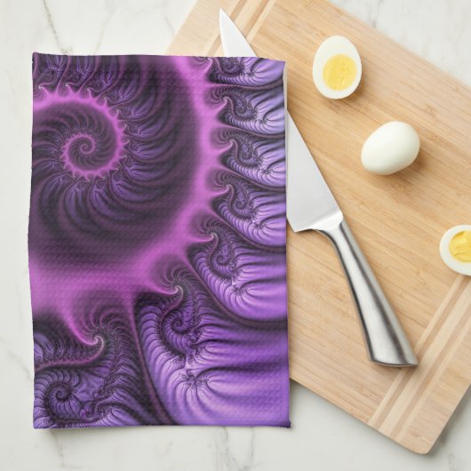 Vivid Abstract Cool Pink Paars Fractal Art Spiral Theedoek (Quarter Fold)
