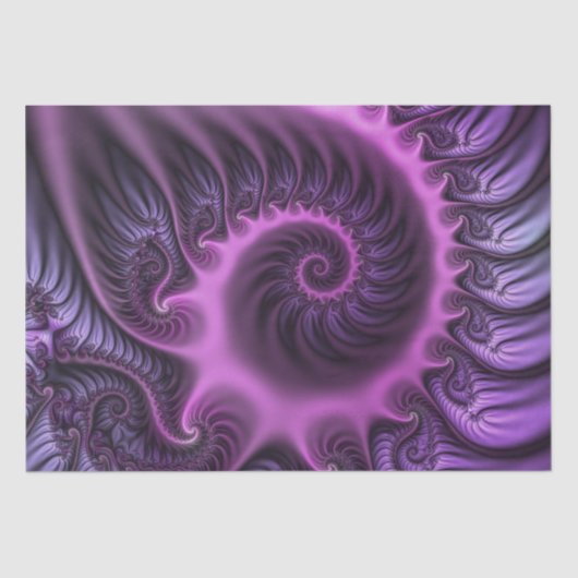 Vivid Abstract Cool Pink Paars Fractal Art Spiral Tissuepapier (Voorkant)