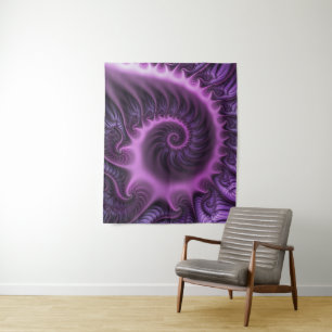Vivid Abstract Cool Pink Paars Fractal Art Spiral Wandkleed
